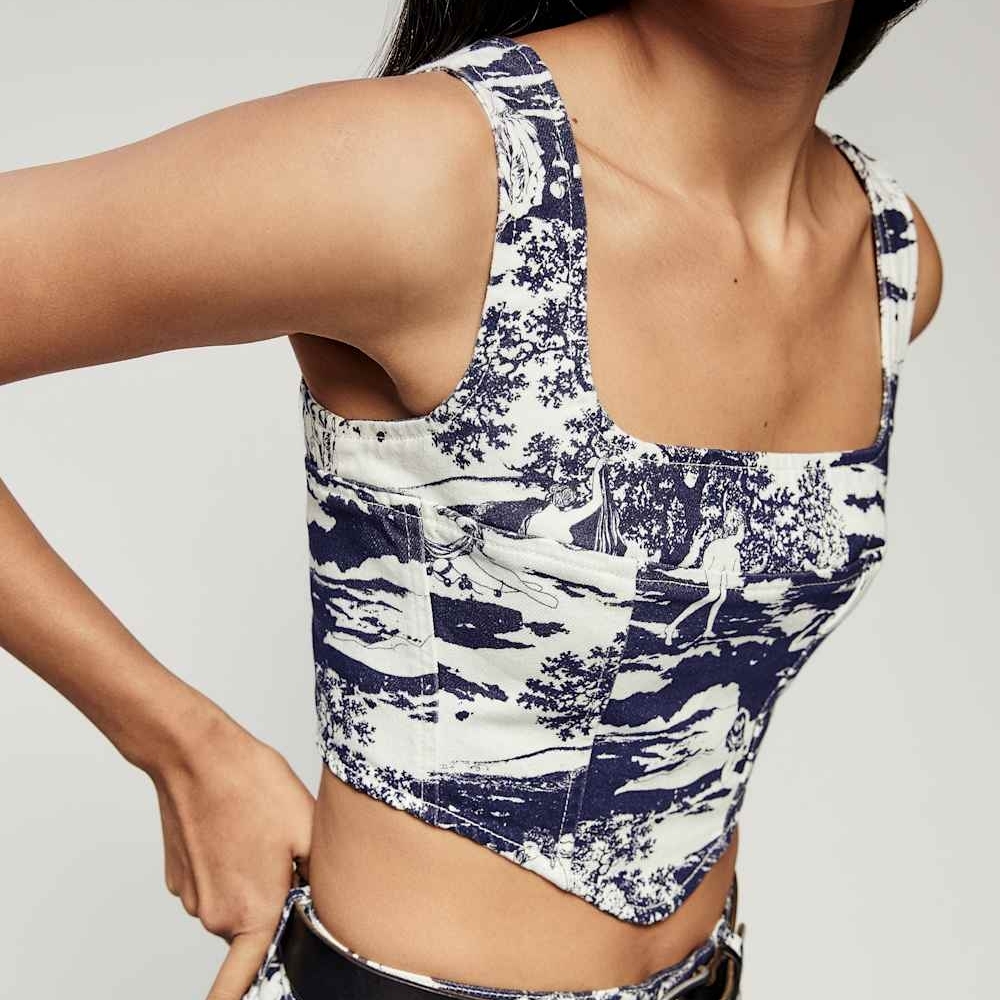 Reformation Raya Naked Lunch Denim Bustier Top - Picture 4 of 7
